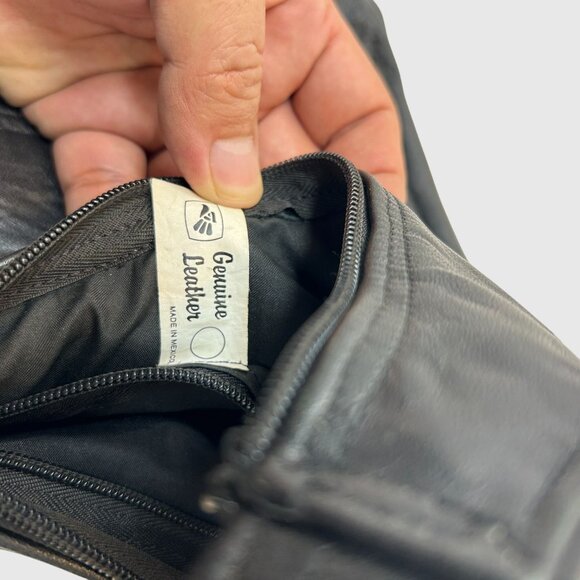 Black Faux Leather Crossbody Sling Bag Travel Utility Chest Pack Messenger Purse - Picture 6 of 8